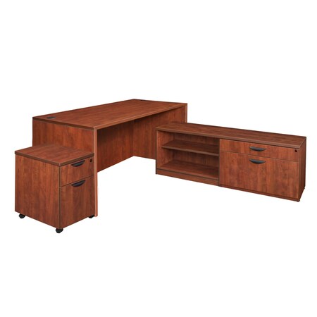 Regency Legacy 71 in. Hi-Low L Desk with Single Mobile Pedestal- Cherry